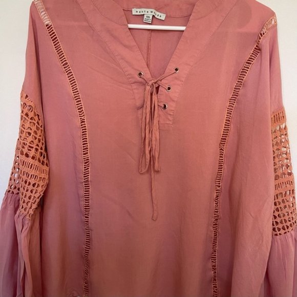 Haute Monde hobo flirty tunic bell Victorian style design sleeves Size 1X - Picture 1 of 7